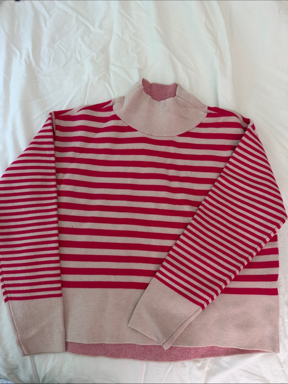 Maeve Hot and Light Pink Striped Turtleneck Sweater from Anthropologie- Size XA
